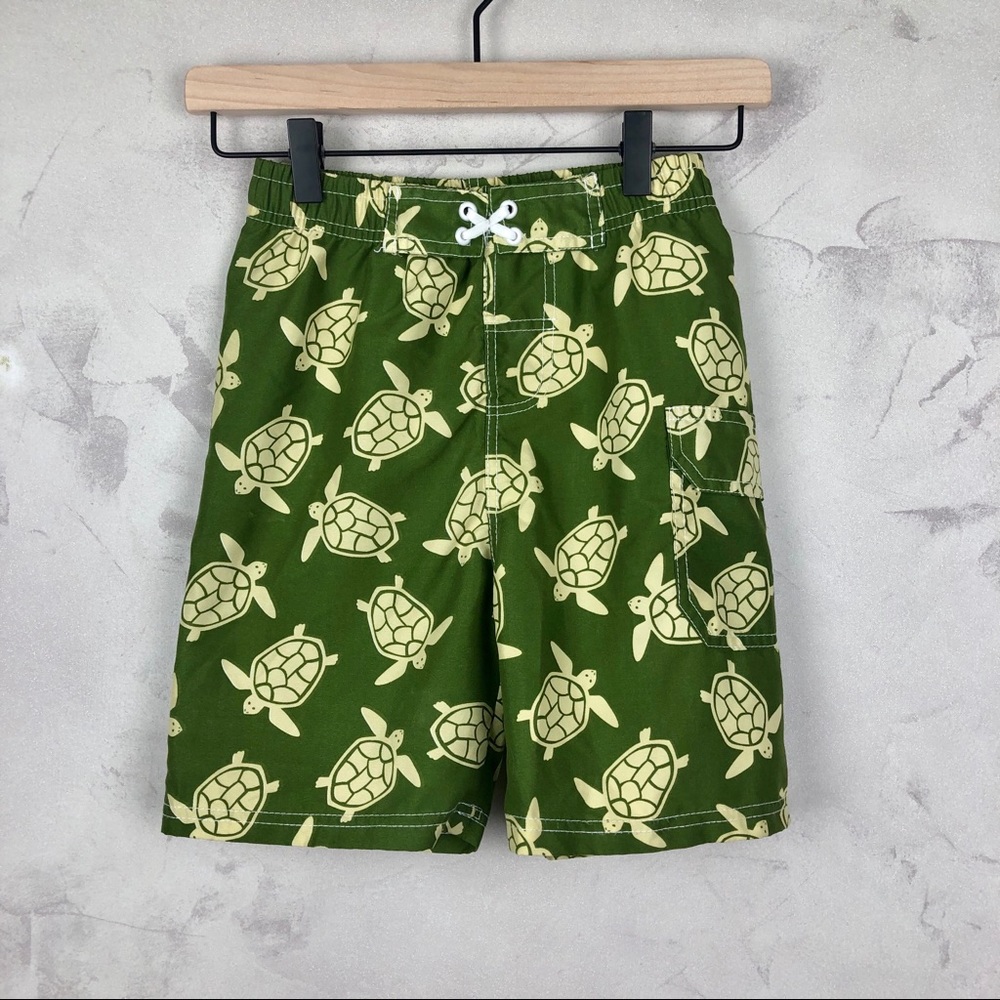 Jump N splash kids green turtle swim trunks